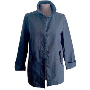 Burry Lane Women's L Classic Black Car Coat 100% Cotton Unlined